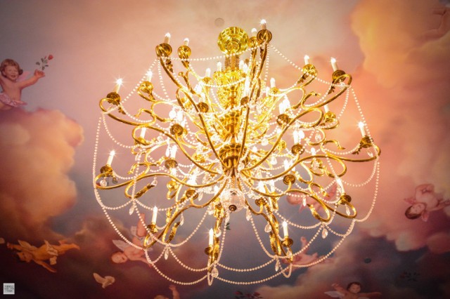 The gorgeous 12 foot chandeliers
