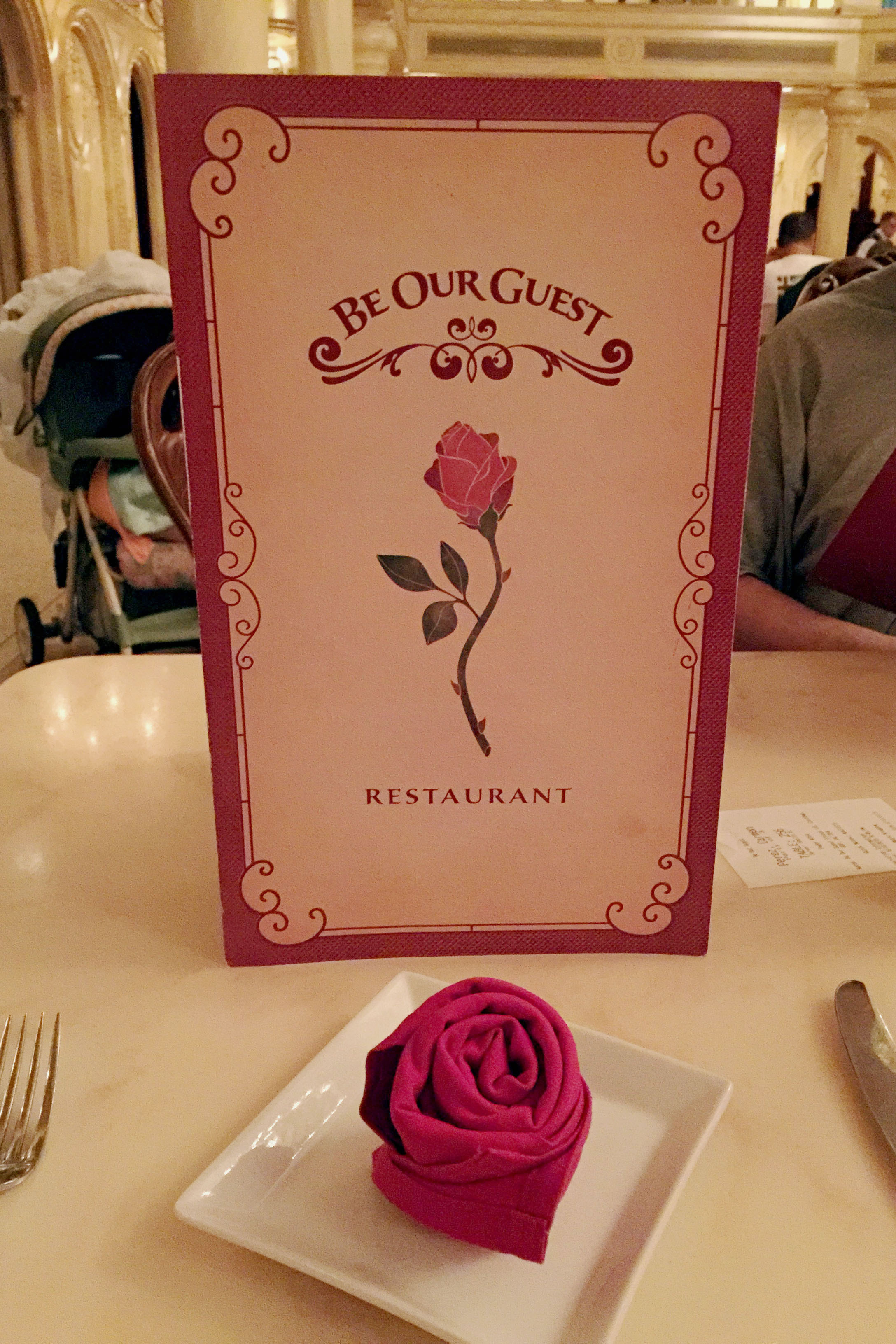 The menu and the rose napkin...nice touch.
